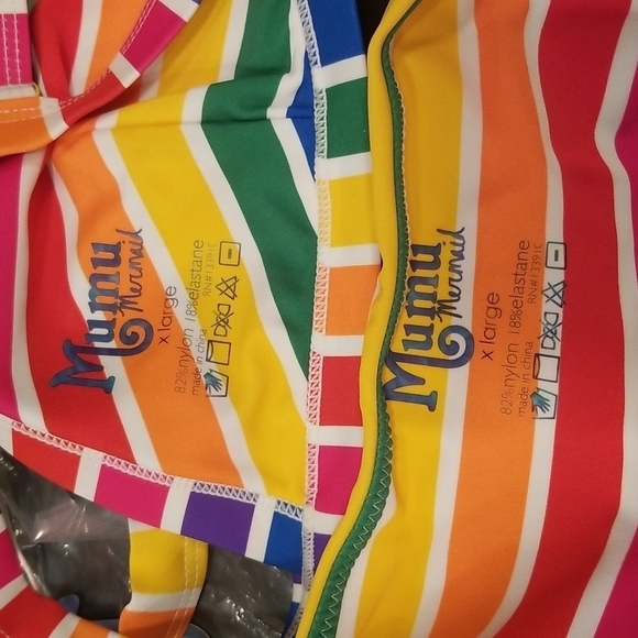 💕SHOW ME YOUR MUMU💕 Bikini Bombay Bralette + Cancun Bottom Rainbow Fun Dip XL - Picture 7 of 9